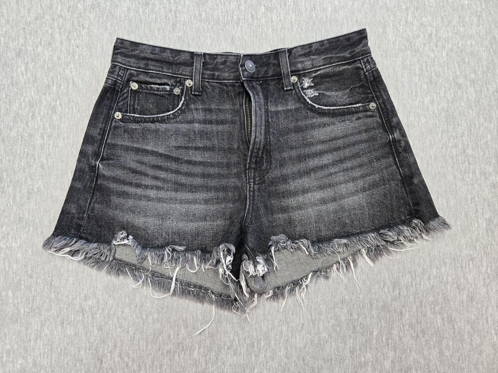 American Eagle Shorts Womens 2 Black Cut Off Denim Distressed Frayed Hem Summer